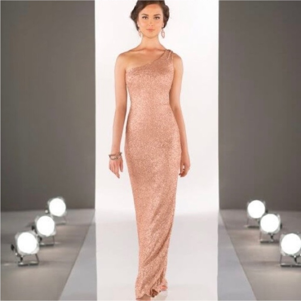 Sorella Vita Rose Gold Sequin One Shoulder maxi dress